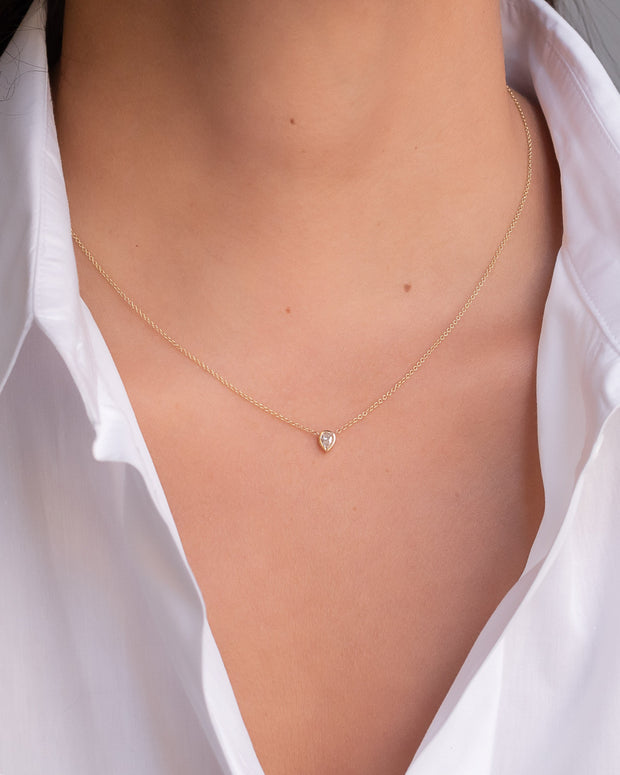 Zoe Lev Pear Diamond Bezel Necklace