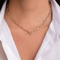 Zoe Lev 14k Gold Large Open Link Chain With Diamond Toggle Necklace
