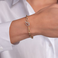 Zoe Lev 14k Gold Large Open Link Chain Bracelet With Diamond Toggle