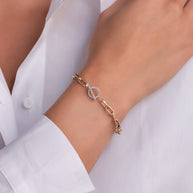 Zoe Lev 14k Gold Large Open Link Chain Bracelet With Diamond Toggle