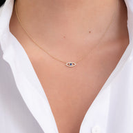 Zoe Lev Diamond & Sapphire Evil Eye Necklace