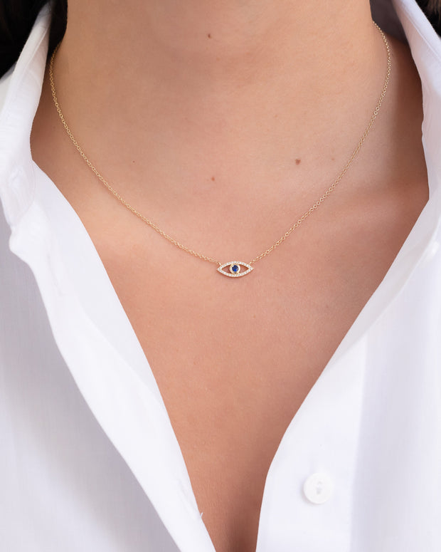 Zoe Lev Diamond & Sapphire Evil Eye Necklace