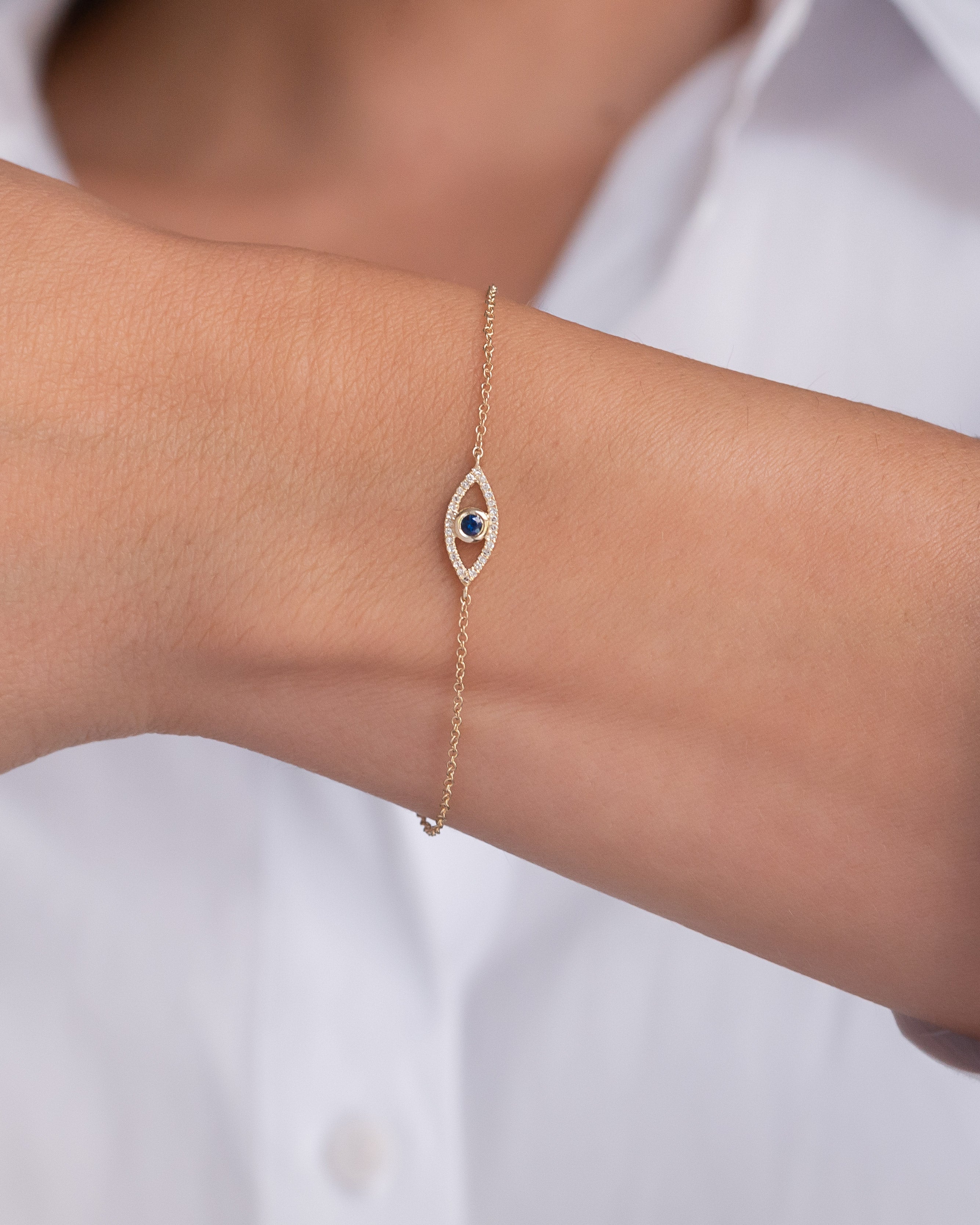 Zoe Lev Diamond And Sapphire Evil Eye Bracelet