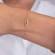 Zoe Lev Diamond And Sapphire Evil Eye Bracelet