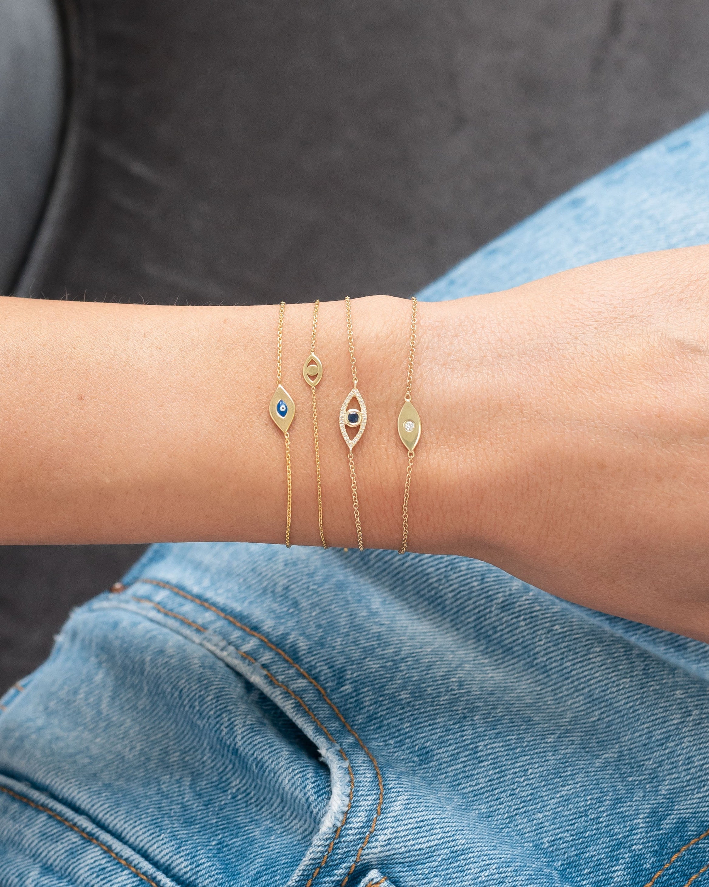 Zoe Lev Diamond And Sapphire Evil Eye Bracelet