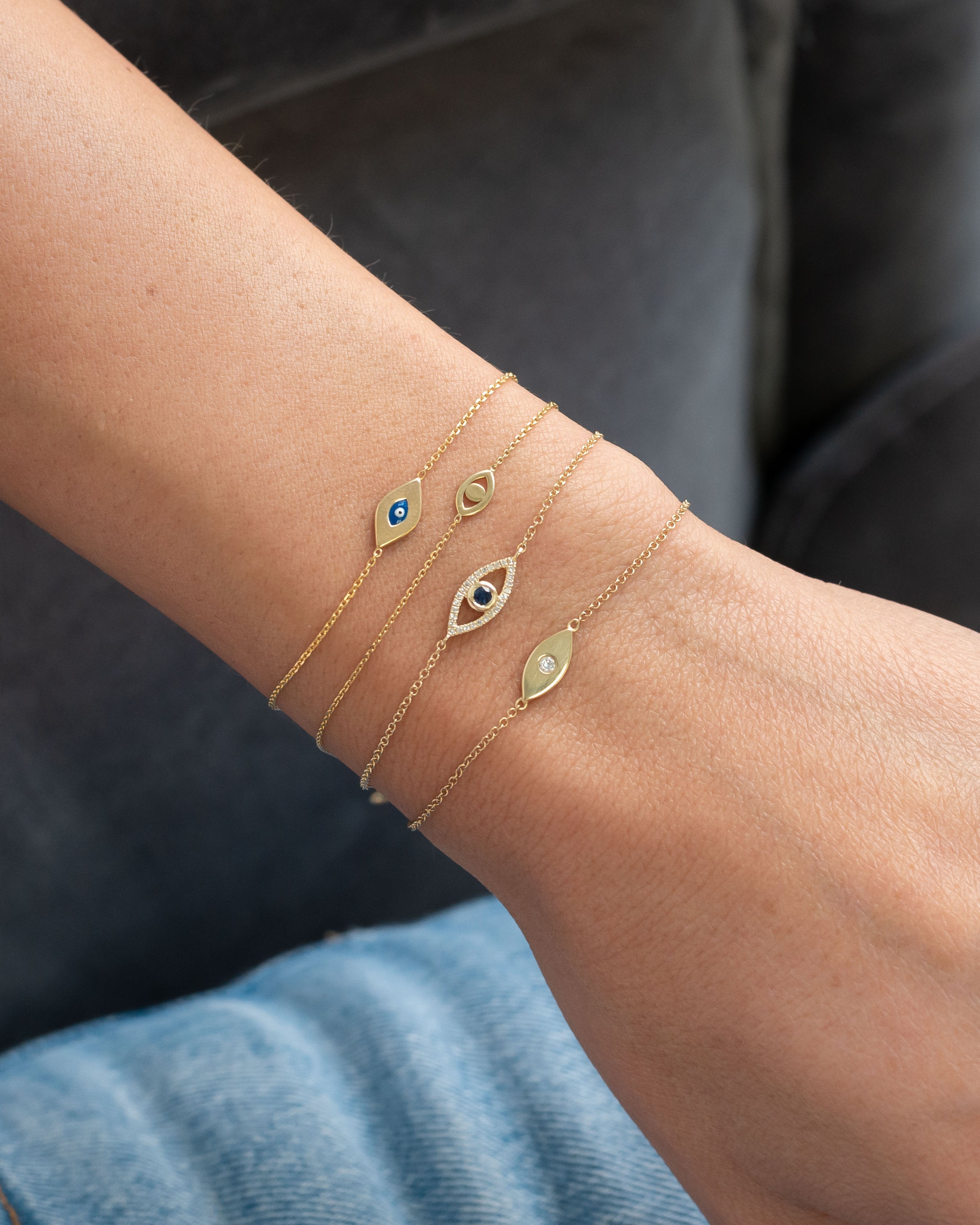Zoe Lev Diamond And Sapphire Evil Eye Bracelet