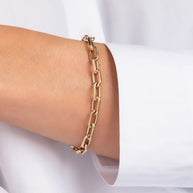 Zoe Lev 14k Gold Large Open Link Chain Bracelet With Diamond Toggle