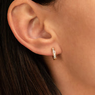 Zoe Lev Stacked Baguette Diamond Huggie Earrings