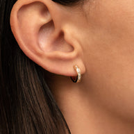 Zoe Lev Stacked Baguette Diamond Huggie Earrings
