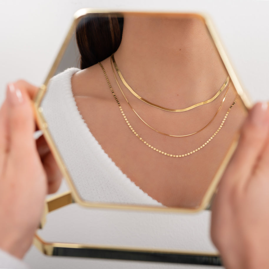 Zoe Lev 14k Gold Mirror Chain Link Necklace