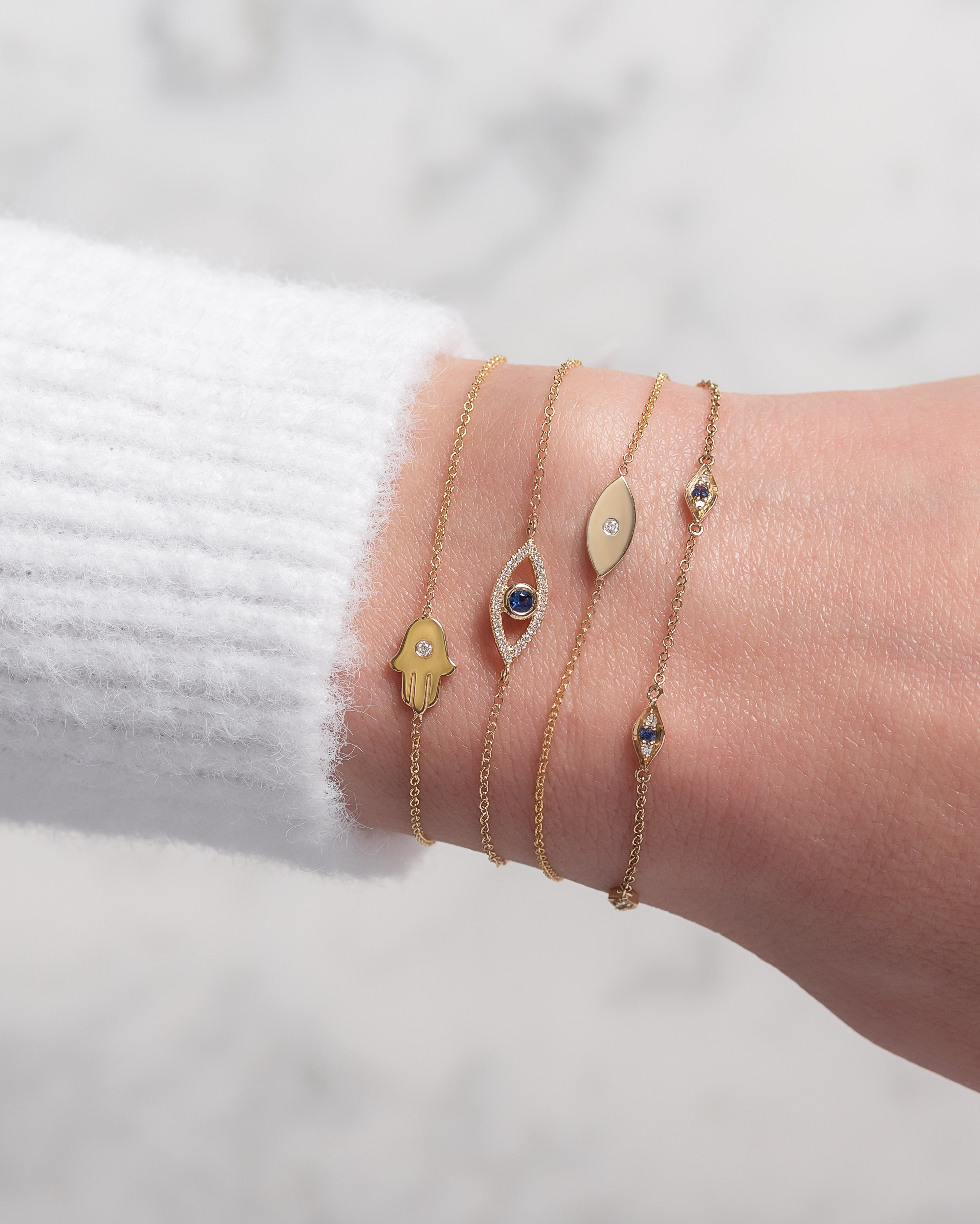 Zoe Lev Diamond And Sapphire Evil Eye Bracelet