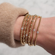 Zoe Lev 3mm Gold Bead Bracelet With Diamond Bead