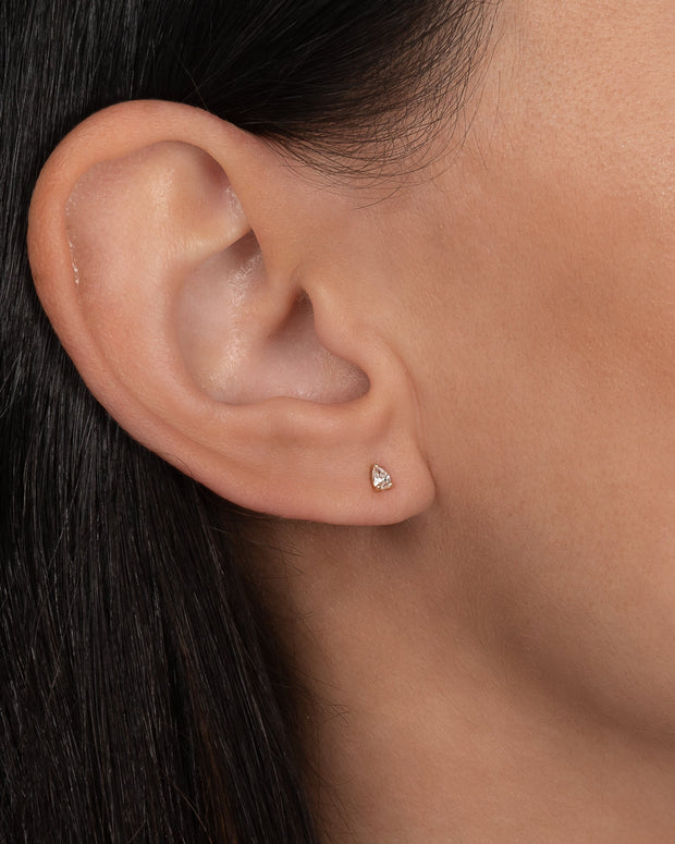Zoe Lev 3 Prong Diamond Pear Stud Earrings