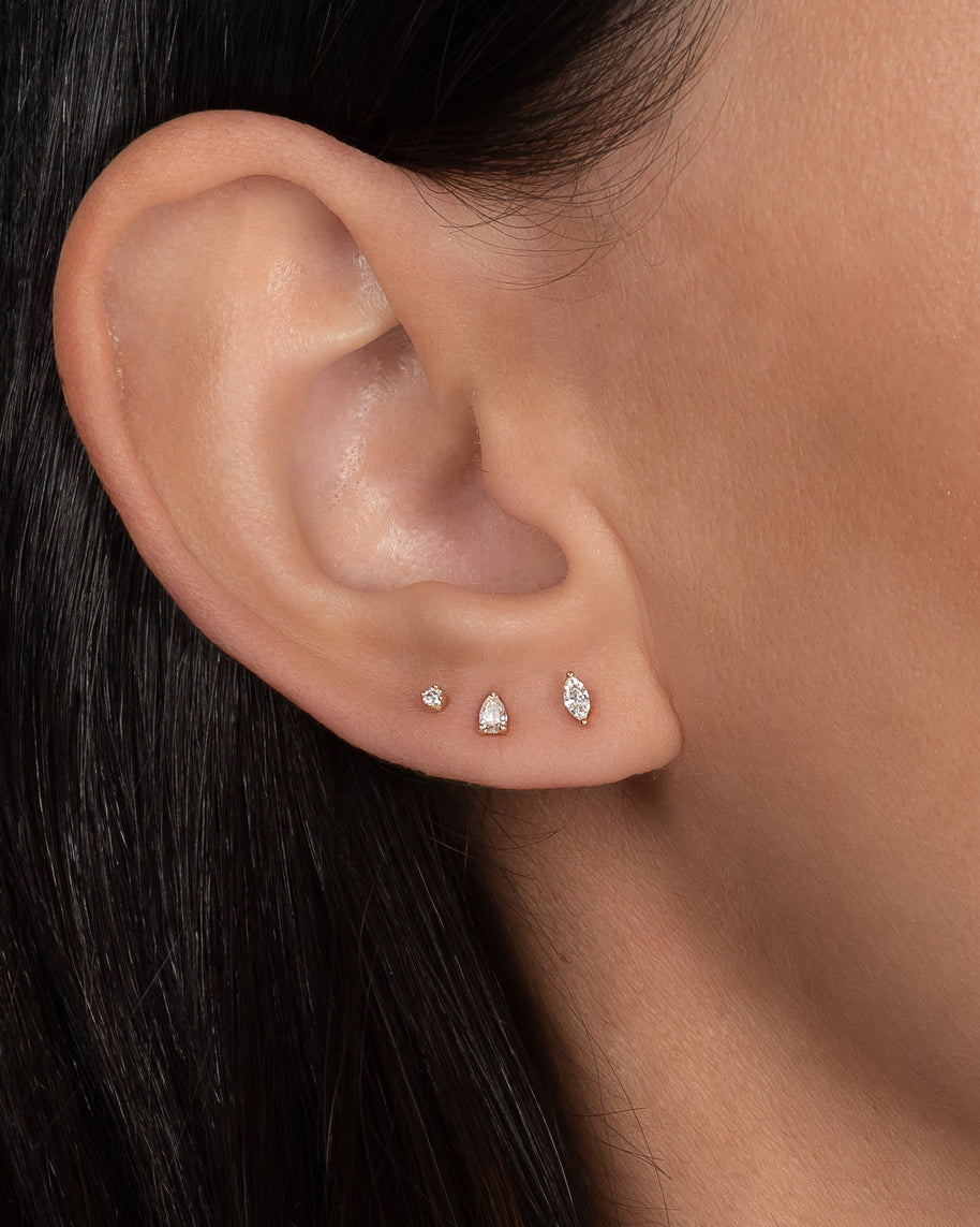 Zoe Lev 3 Prong Diamond Pear Stud Earrings