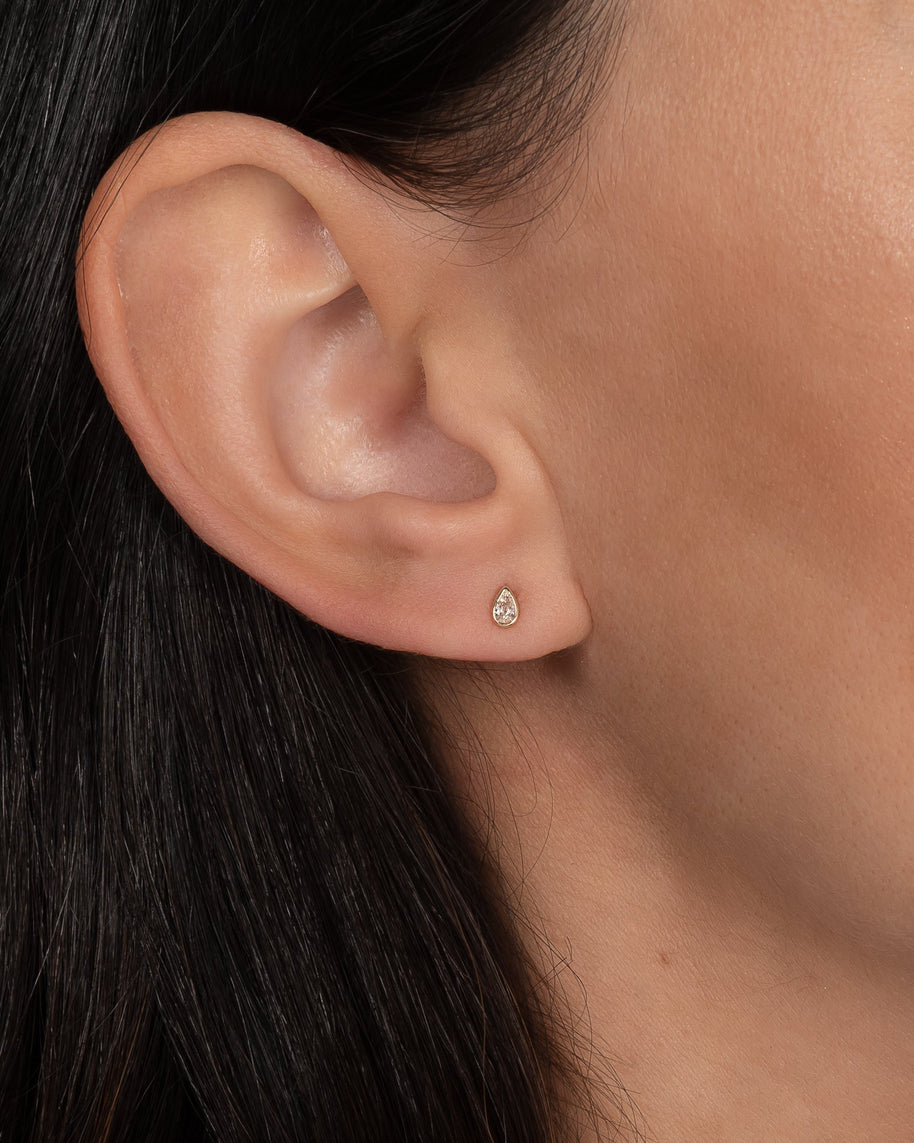 Zoe Lev Pear Bezel Diamond Stud Earrings