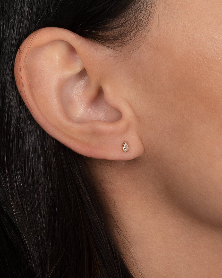 Zoe Lev Pear Bezel Diamond Stud Earrings