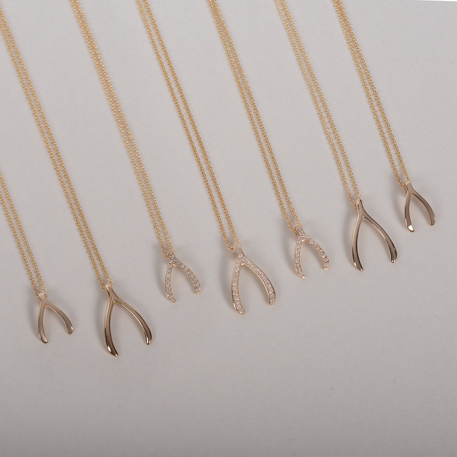 Zoe Lev Kids 14k Gold Mini Wishbone Necklace
