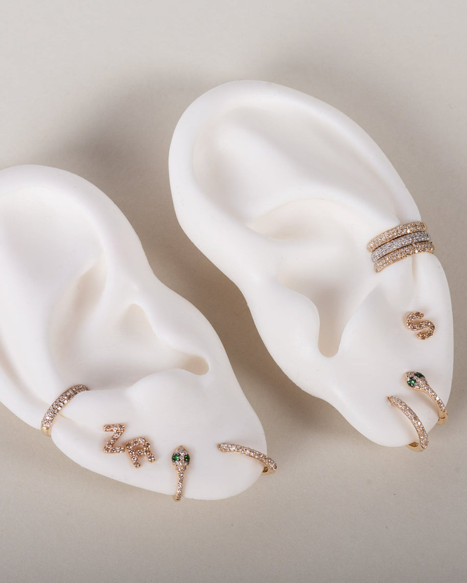 Zoe Lev Bold Triple Row Diamond Huggie Earrings
