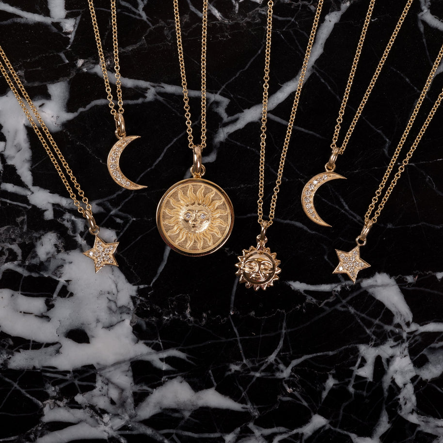 Zoe Lev Diamond Moon Necklace