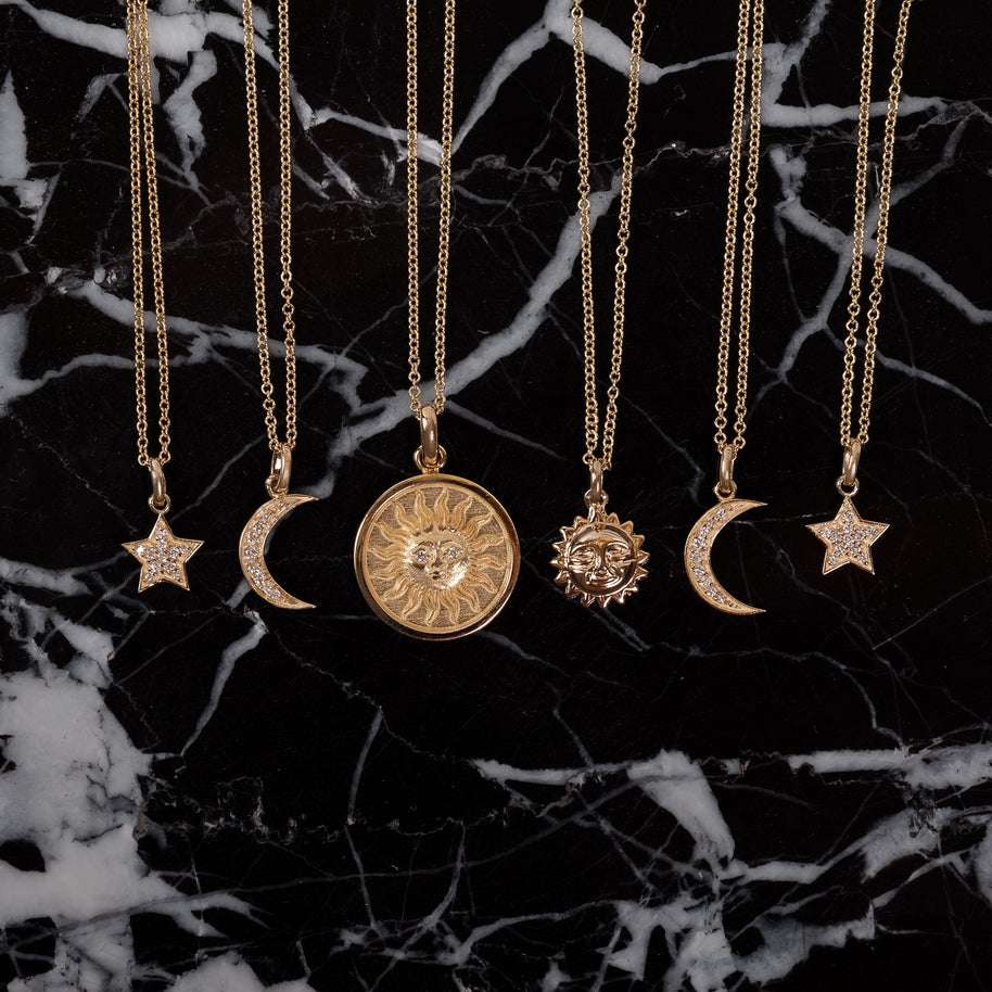 Zoe Lev Diamond Moon Necklace