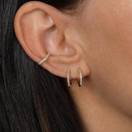 Zoe Lev Bold Triple Row Diamond Huggie Earrings