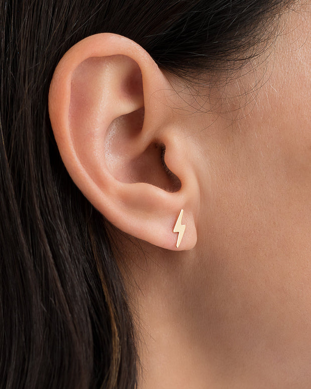 Zoe Lev 14k Gold Small Lightning Bolt Stud Earrings