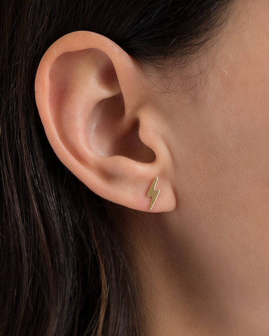 Zoe Lev 14k Gold Small Lightning Bolt Stud Earrings