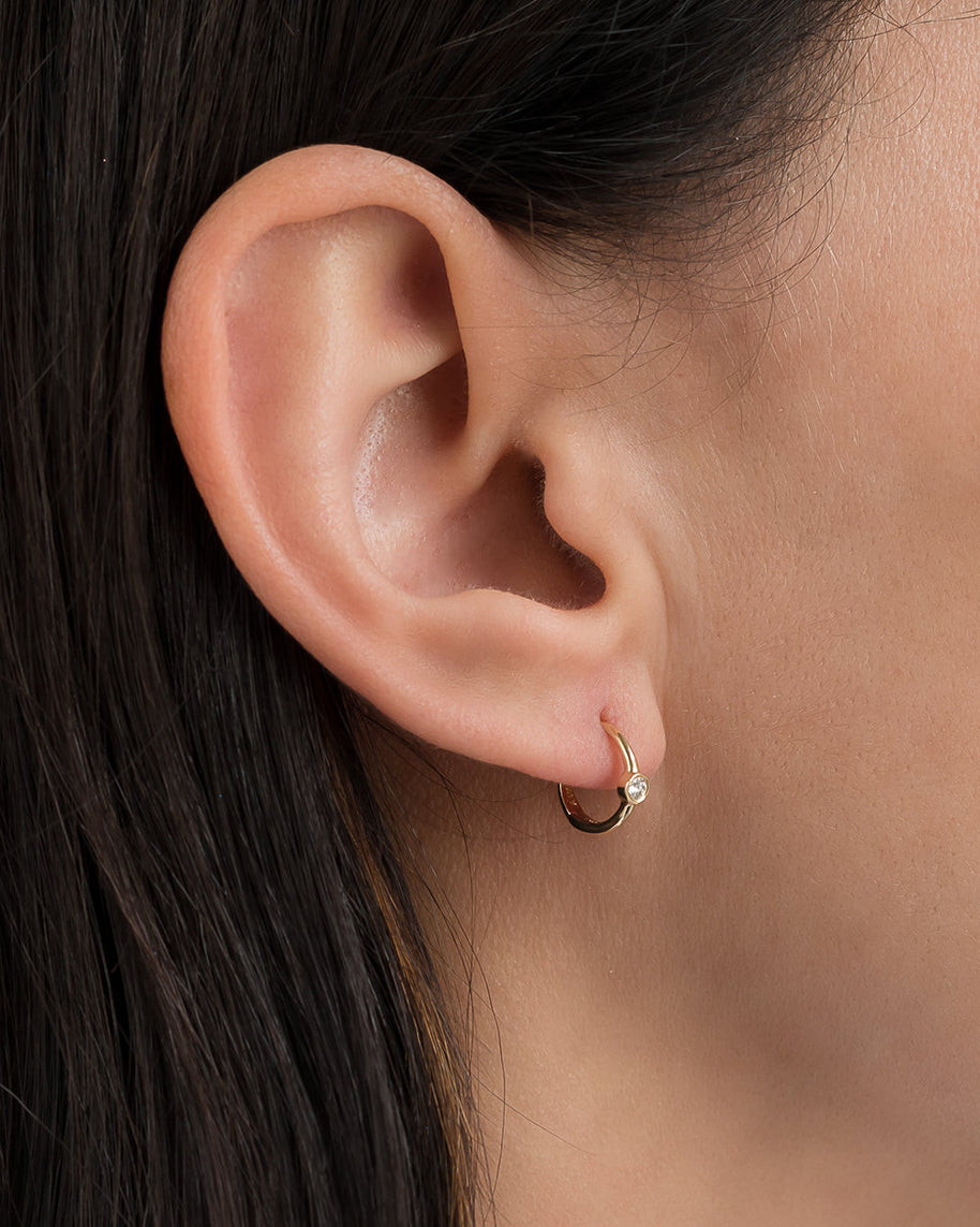 Zoe Lev Diamond Bezel Hoop Earrings