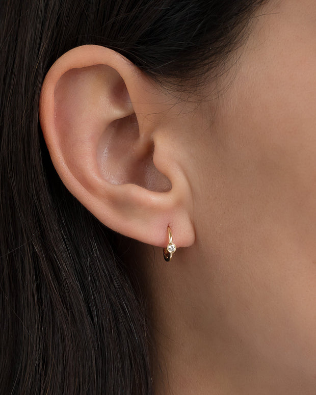 Zoe Lev Diamond Bezel Hoop Earrings