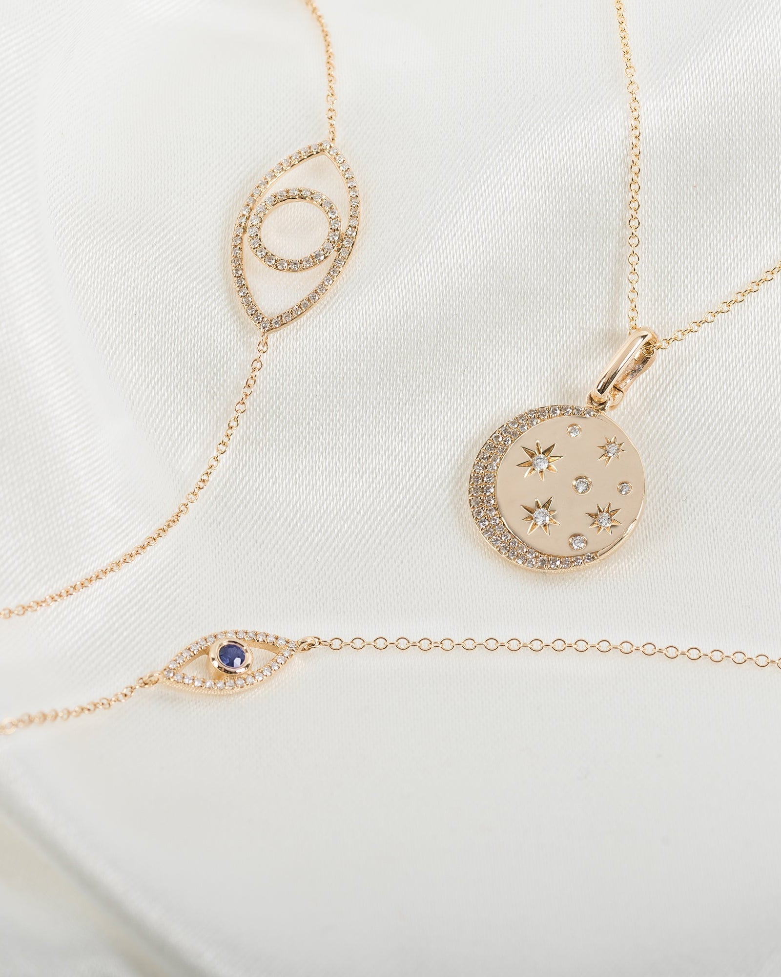 Zoe Lev Diamond And Sapphire Evil Eye Bracelet