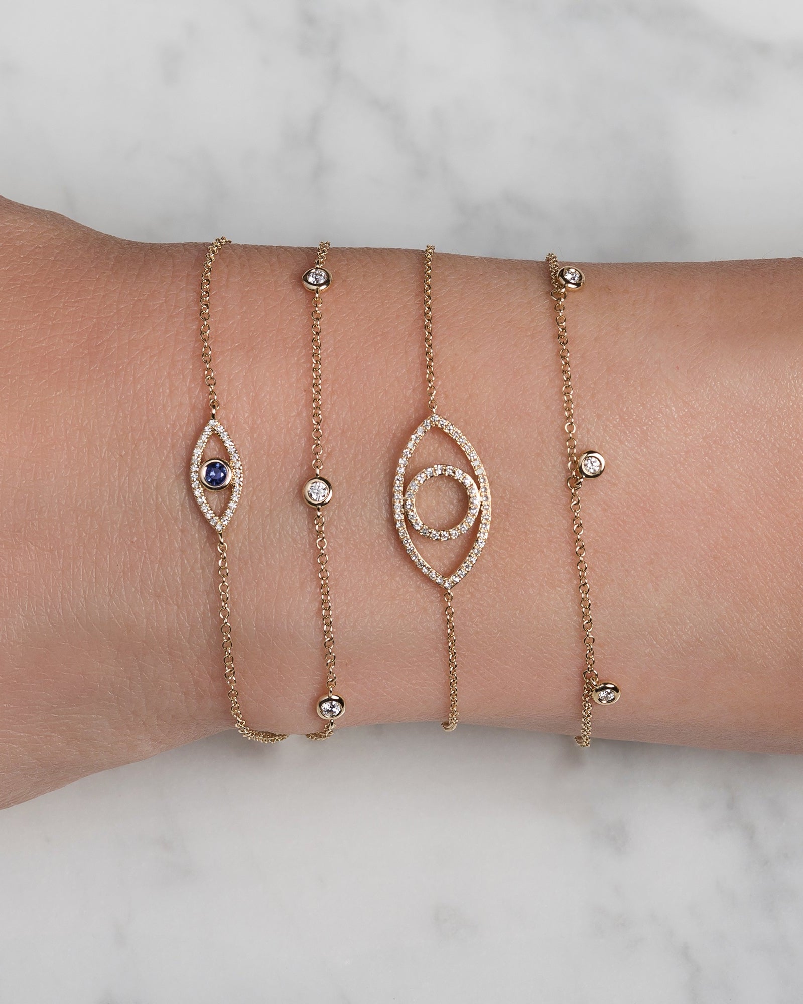 Zoe Lev Diamond And Sapphire Evil Eye Bracelet