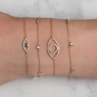 Zoe Lev Diamond And Sapphire Evil Eye Bracelet