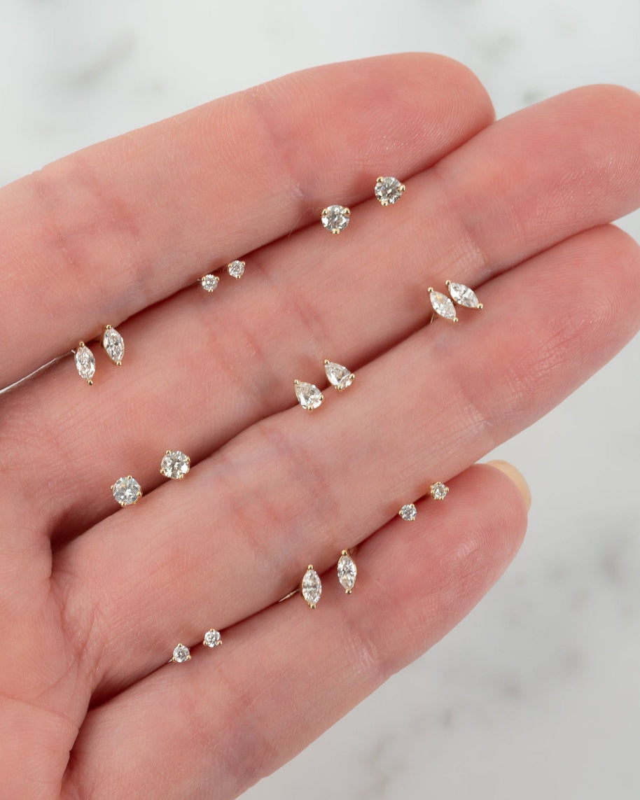 Zoe Lev 3 Prong Diamond Pear Stud Earrings