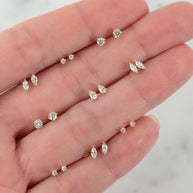 Zoe Lev 3 Prong Diamond Pear Stud Earrings