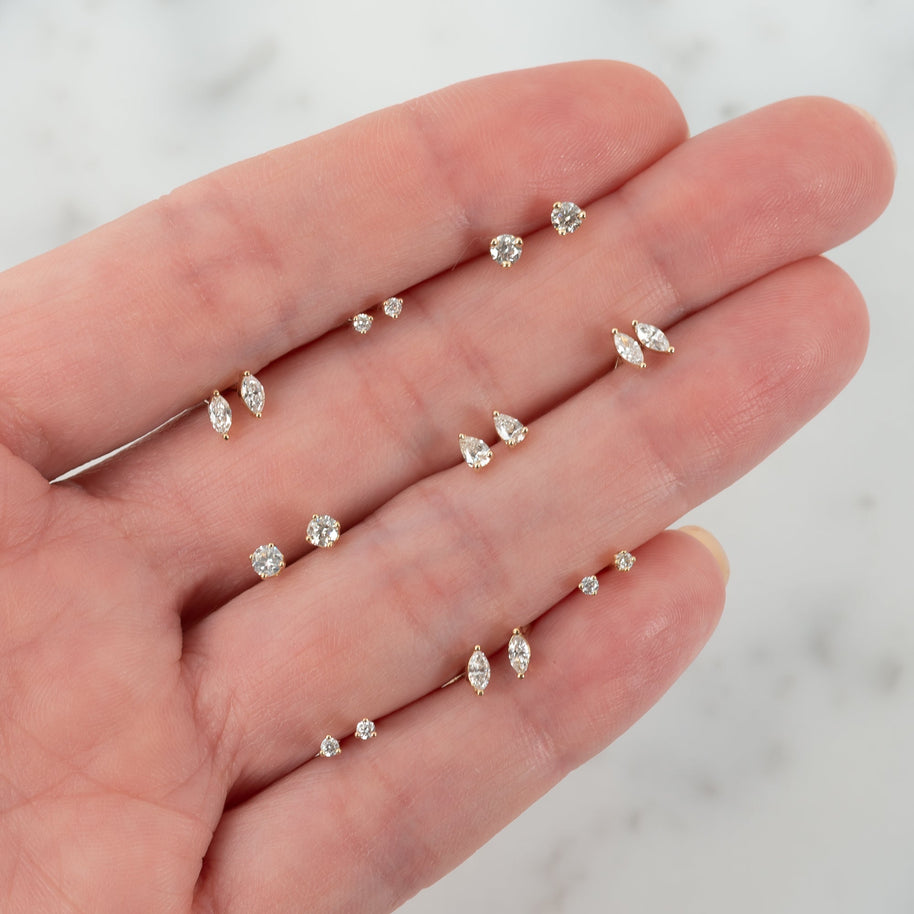 Zoe Lev 3 Prong Diamond Stud Earrings