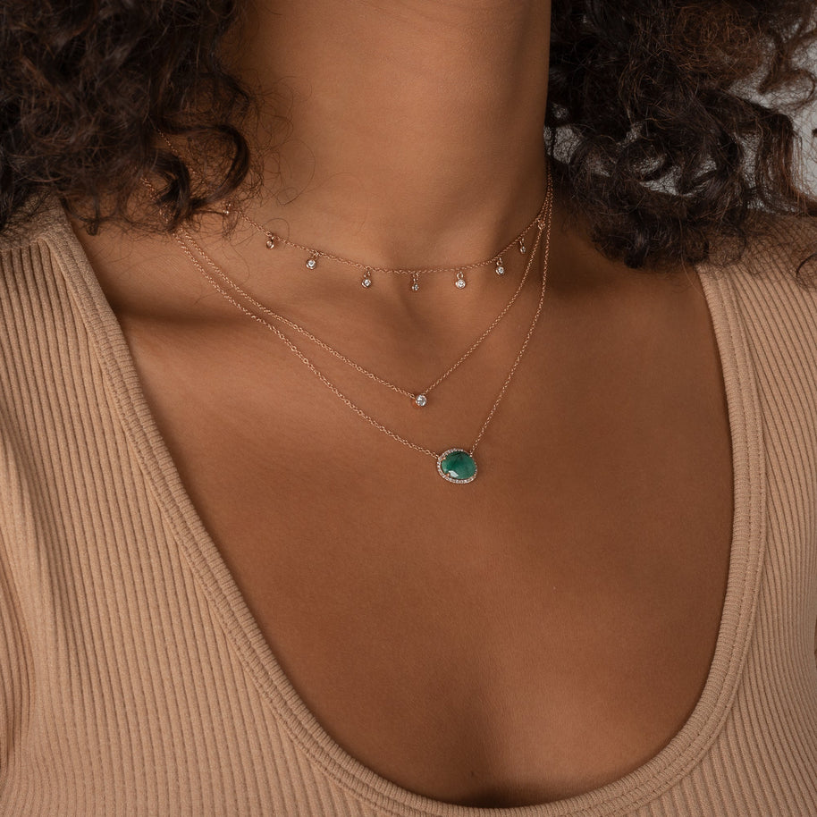 Zoe Lev Drop Bezel Diamond Shaker Necklace