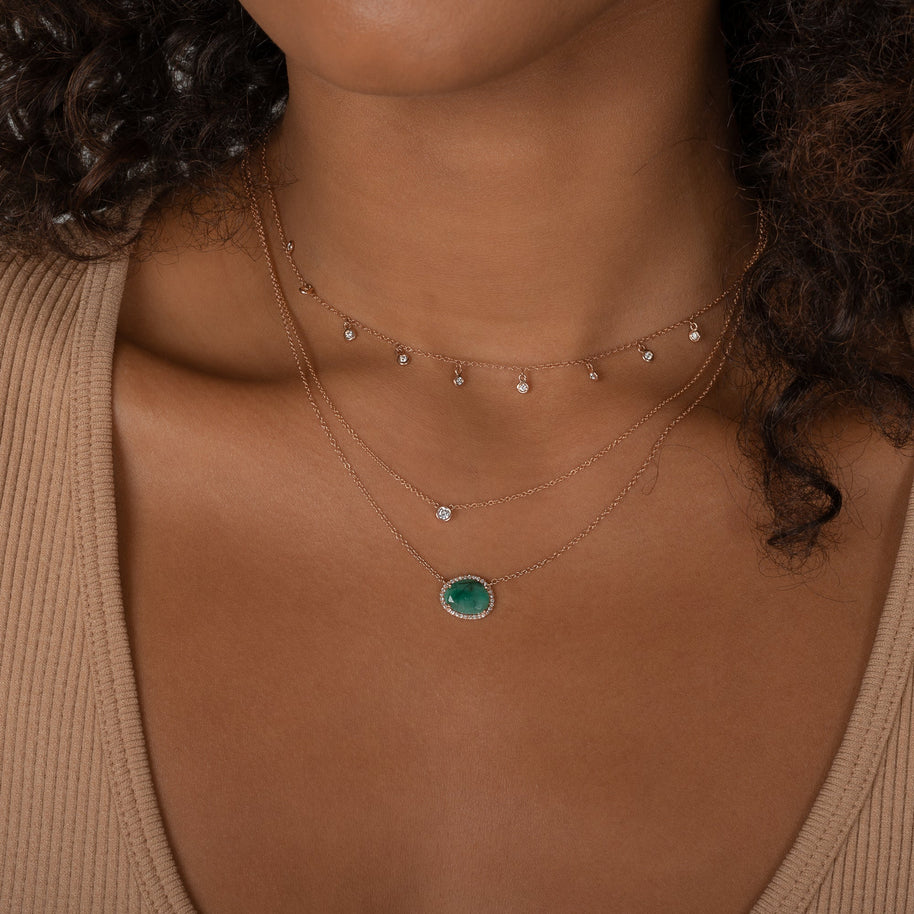 Zoe Lev Drop Bezel Diamond Shaker Necklace