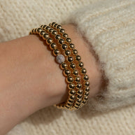 Zoe Lev 5mm Gold Bead Bracelet With Diamond Bead