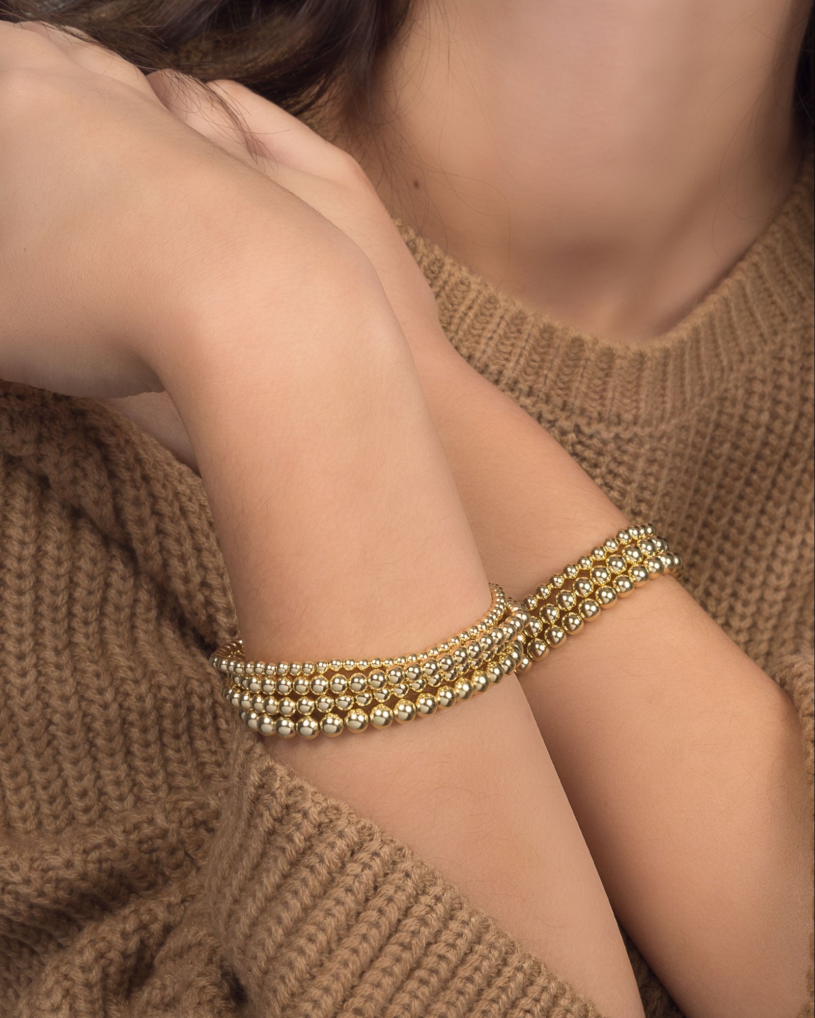 Zoe Lev 3mm Gold Bead Bracelet