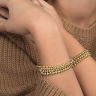 Zoe Lev 3mm Gold Bead Bracelet With Diamond Bead