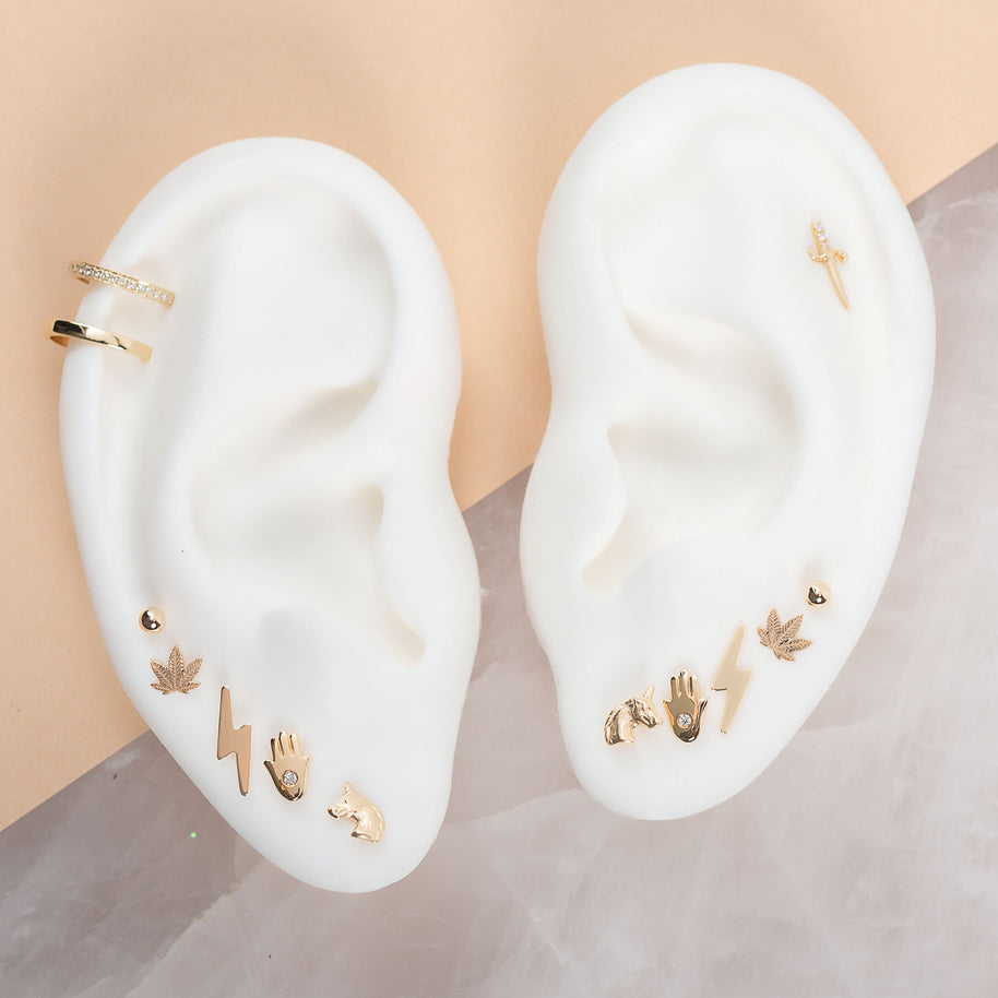 Zoe Lev 14k Gold Small Lightning Bolt Stud Earrings