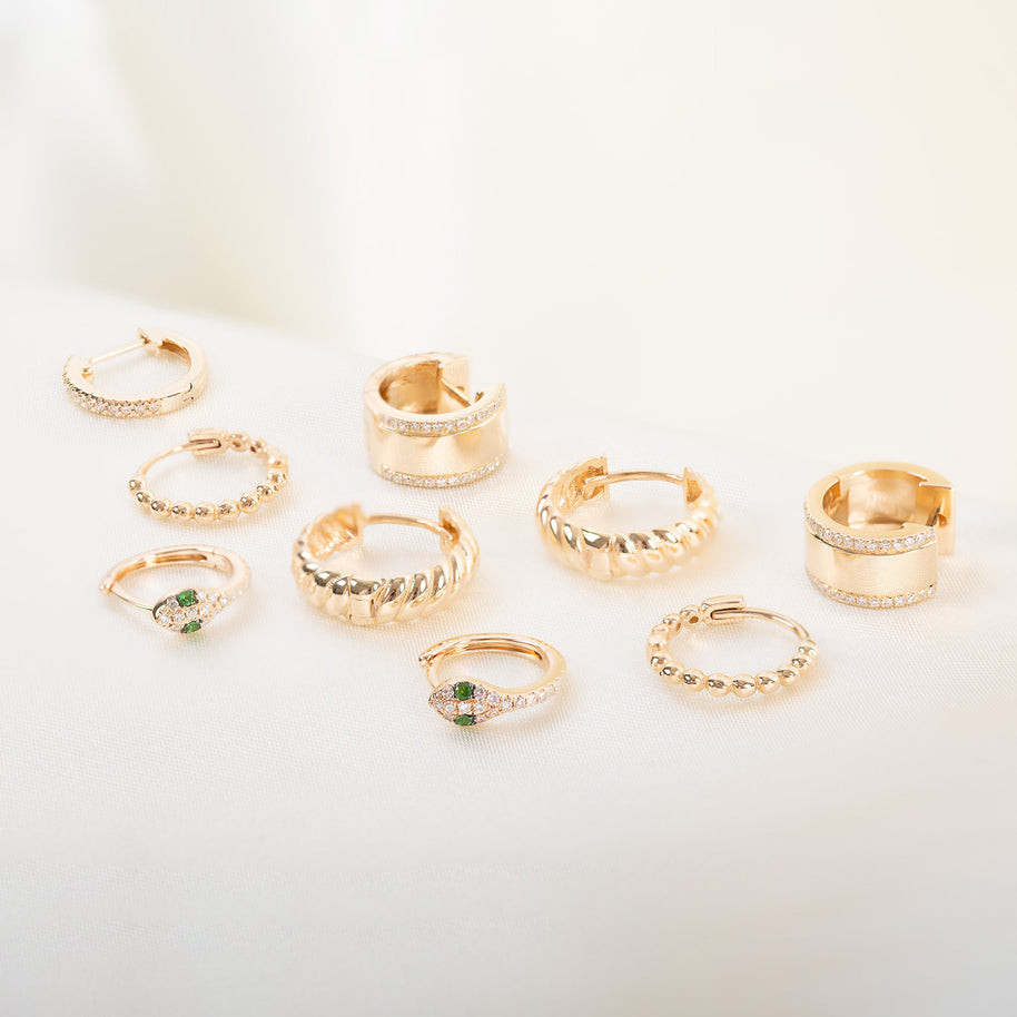 Zoe Lev Diamond Thick Huggie Earrings