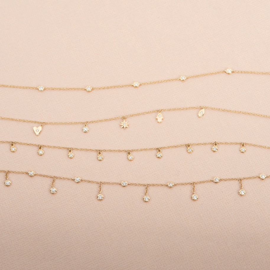 Zoe Lev Drop Bezel Diamond Shaker Necklace