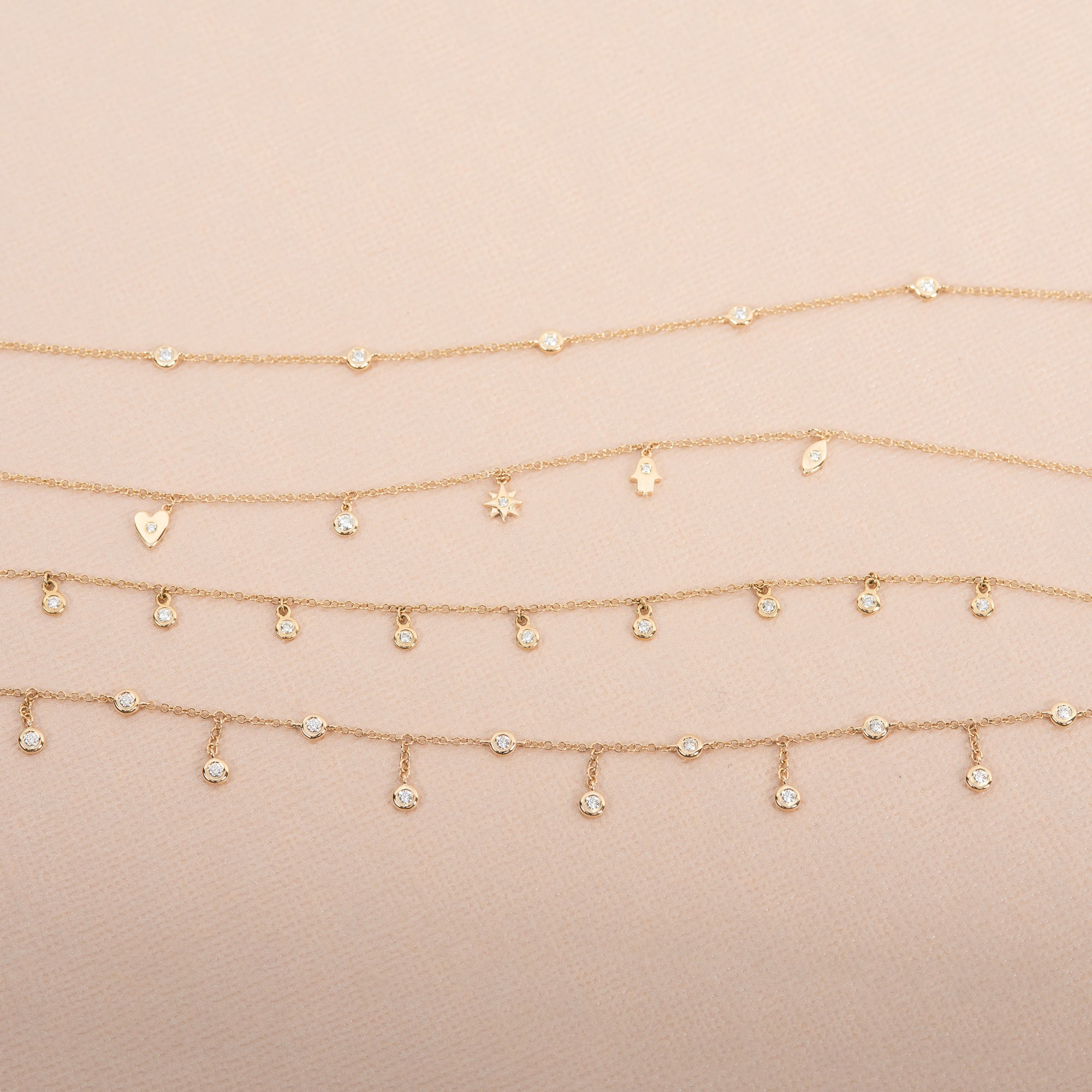 Zoe Lev Drop Bezel Diamond Shaker Necklace