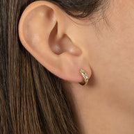 Zoe Lev Diamond Domed Starburst Huggie Earrings