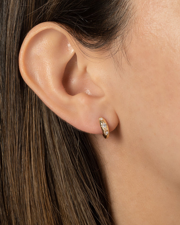 Zoe Lev Diamond Domed Starburst Huggie Earrings