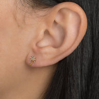 Zoe Lev 14k Gold Diamond Palm Tree Stud Earrings