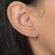 Zoe Lev 14k Gold Diamond Palm Tree Stud Earrings