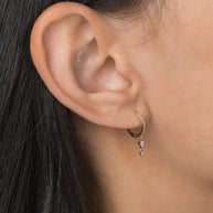 Zoe Lev Diamond Huggie Earrings With Drop Duo