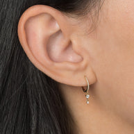 Zoe Lev Diamond Huggie Earrings With Drop Duo